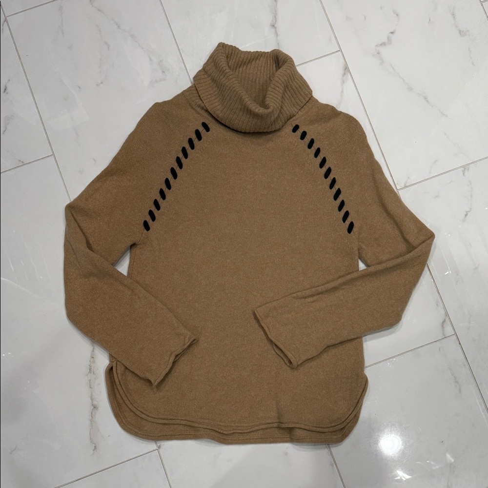 Cozy Tan Wool Turtleneck Sweater